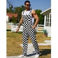 thumbnail image 4 of Overalls for Men Checkered Jumpsuits Stretchy Rompers Work Bibs Coveralls, 4 of 9