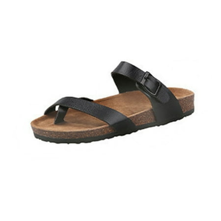 

Men Women Summer Flat Sandals Toe Sleeve Soft Sole Beach Casual Slippers Shoes Black 39