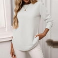 thumbnail image 6 of Crunowin Women's Ribbed Blouse Top, Casual Fall Long Sleeve Round Neck Pullover Top White M, 6 of 7