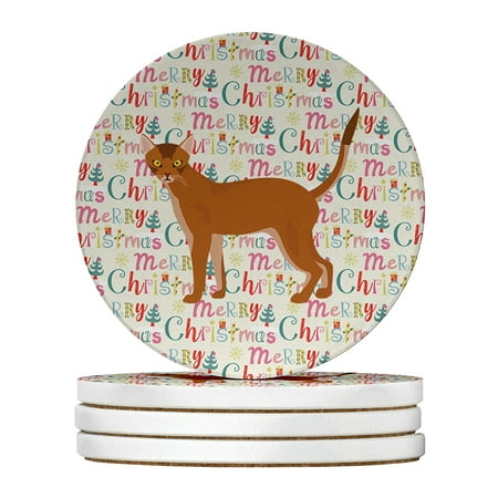 

Red Abyssinian Cat Christmas Large Sandstone Coasters Pack of 4 4 in x 4 in