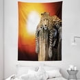 thumbnail image 1 of Safari Tapestry, Leopard Sitting on Dry Tree at Sunset Danger in the Air Big Cat with Spotted Form, Wall Hanging for Bedroom Living Room Dorm Decor, 60W X 80L Inches, Orange Brown, by Ambesonne, 1 of 2