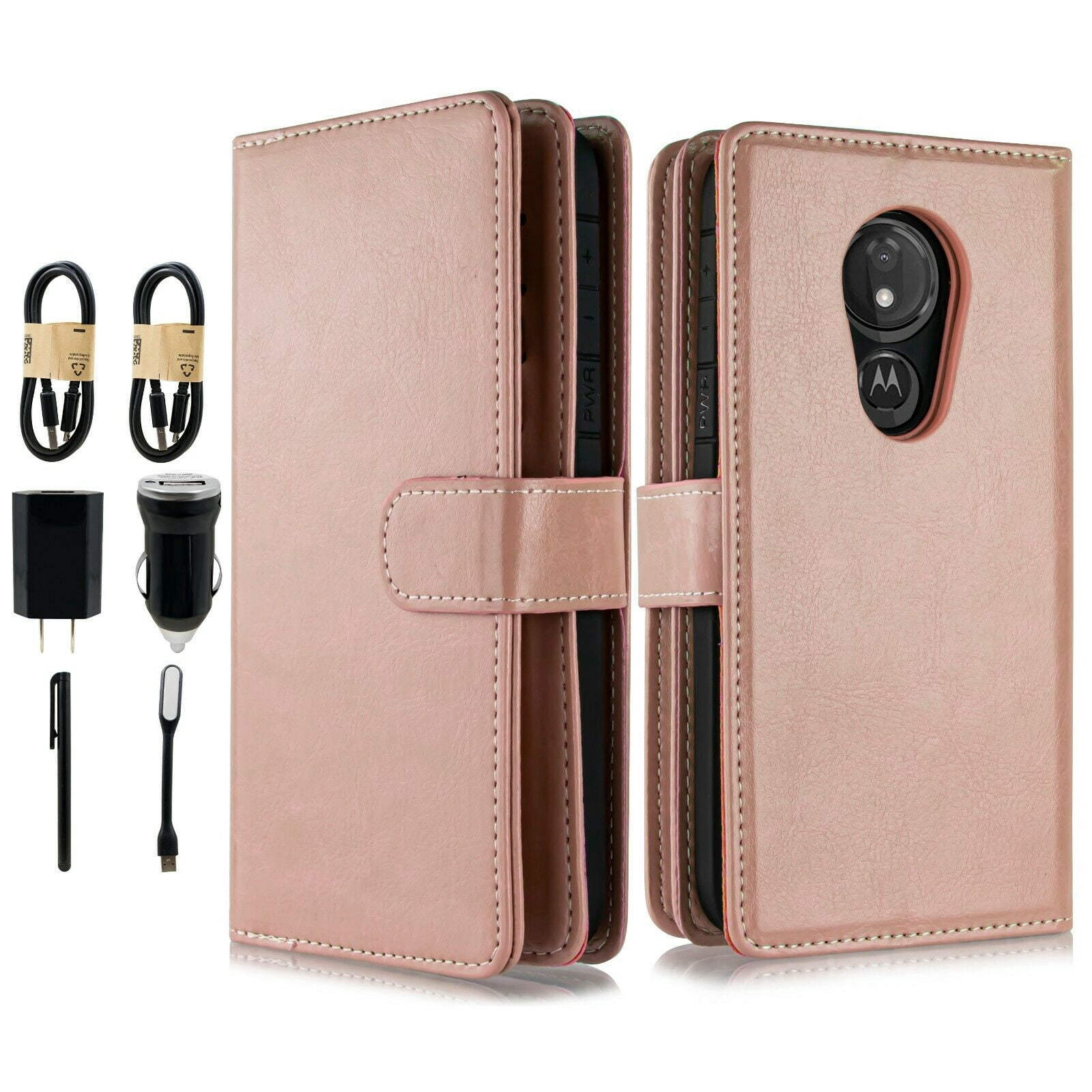Flip Case Mit Reißverschluss Für Motorola Moto G7 Play – Brieftaschen-Hülle Mit Magnetverschluss, 360° Schutz