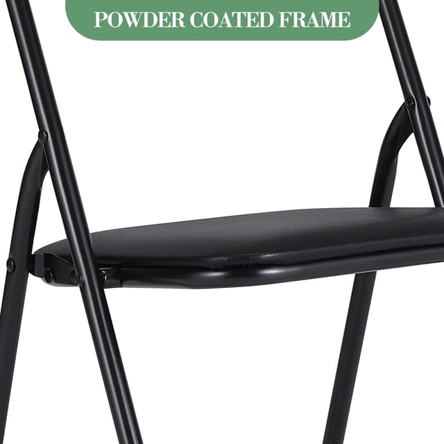 5 Piece Foldable Table and Chair Set, Portable Upholstered Card Table and Chair, Metal Frame Folding Children Activity’s Table and Chair Set for Dining Room, Playroom, Living Room, Black