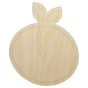 Peach Fruit Doodle Wood Shape Unfinished Piece Cutout Craft DIY Projects - 4.70 Inch Size - 1/8 Inch Thick