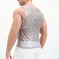 thumbnail image 6 of USNSM Men's Fashion Sequin Tank Top Sparkly Metallic Sleeveless Crew Neck T Shirt Trendy Party Cropped Top for Men Silver L, 6 of 9