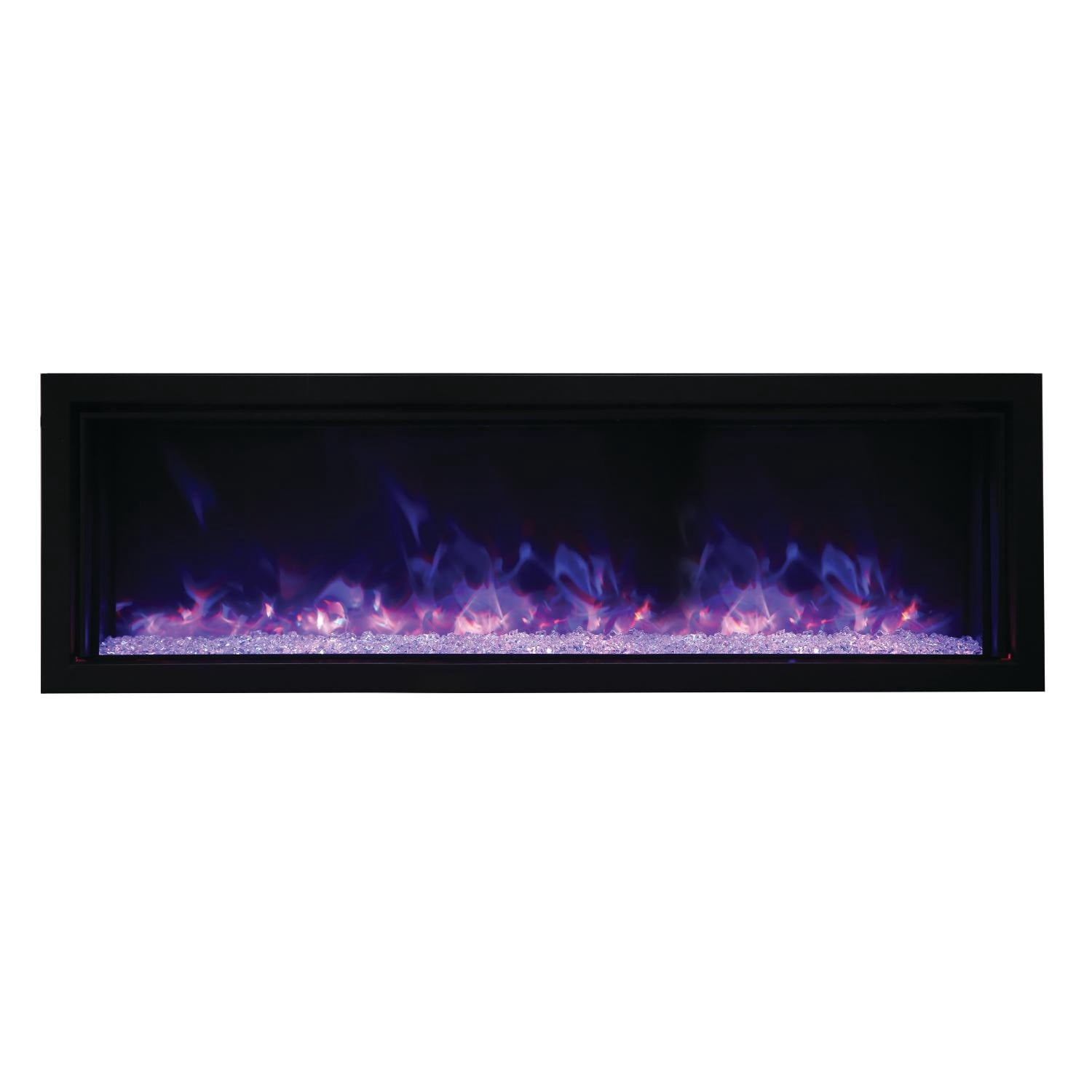 Smart 50″ Extra Slim Indoor or Outdoor Electric Built-In only Electric Fireplace with black steel surround
