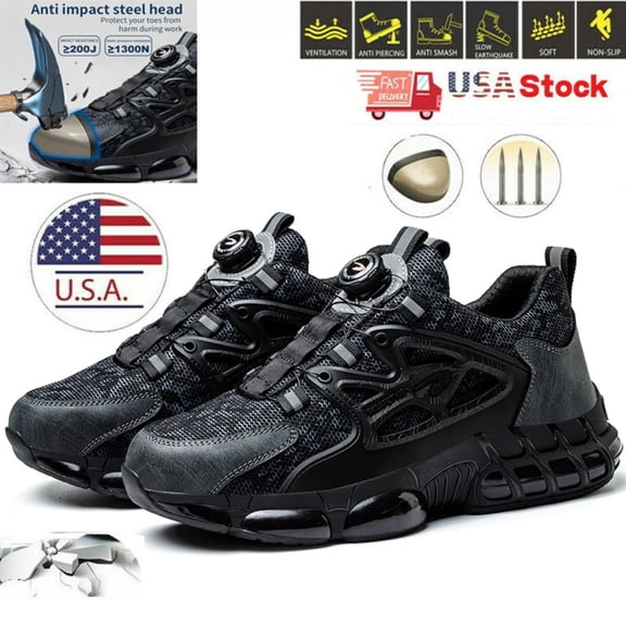 Mens Work Boots Steel Toe Safety Shoes Indestructible Sneakers Shoes Lightweight