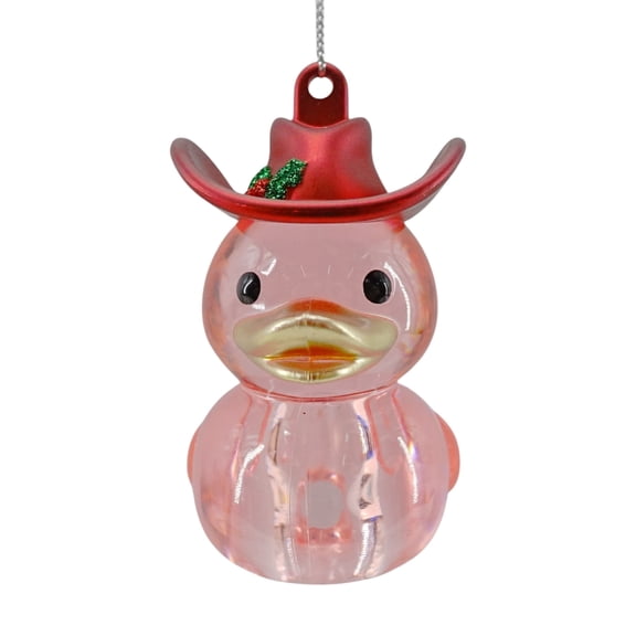 Pink Rubber Duckie with Cowboy Hat Christmas Ornament, 3", by Holiday Time