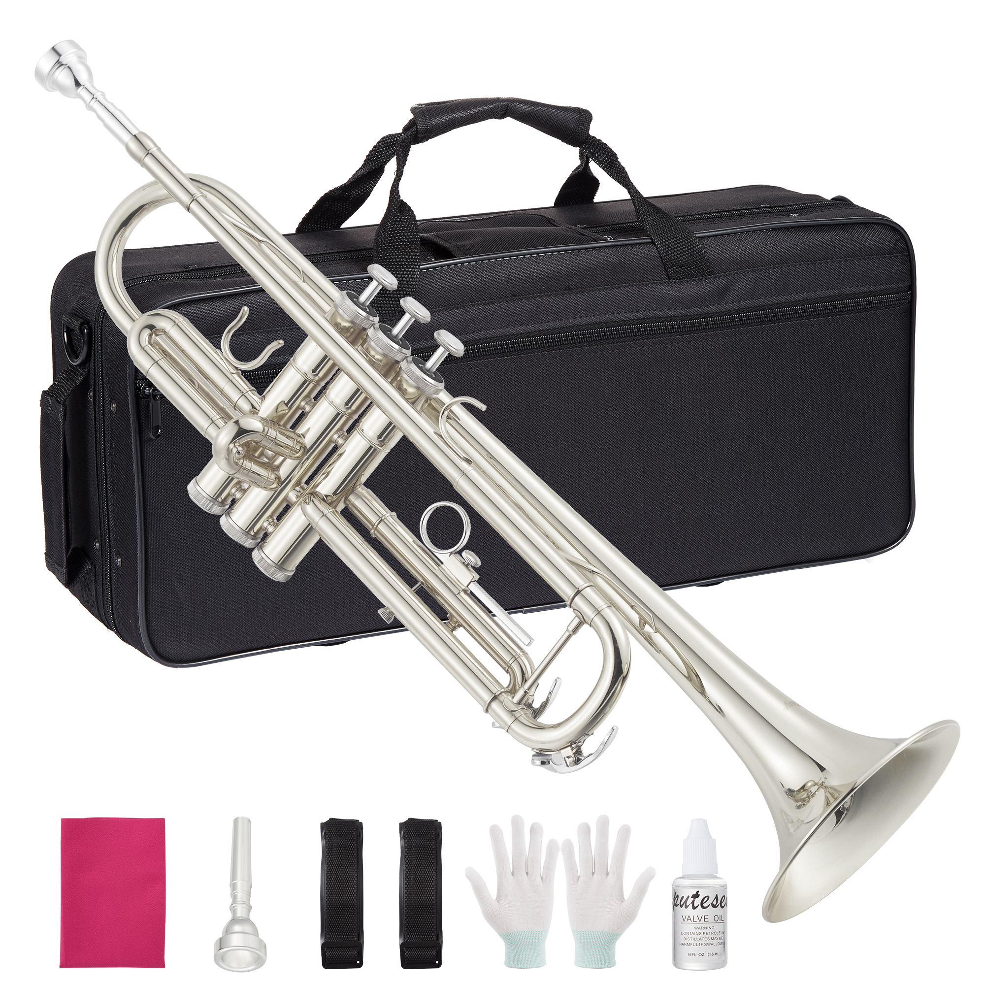 Ktaxon Bb Trumpet Set, Gold Brass with Case, Ideal for Students