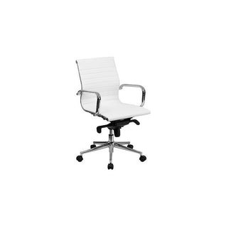 Nicer Interior Ribbed Group Style Low Back Desk Chair - White