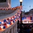 thumbnail image 4 of 4th of July Foil Garland Decoration, Red White and Blue Luminous PVC Hanging Wreath Garland, Cuttable Patriotic Party Decor for Independence Day Memorial Day Door Window Fence Mantle Railing, 4 of 6