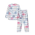 thumbnail image 2 of Kll Flamingo And Pineapple Sleepwear Mens Flannel Pajamas,Long Cotton Pj Set, 2 of 9
