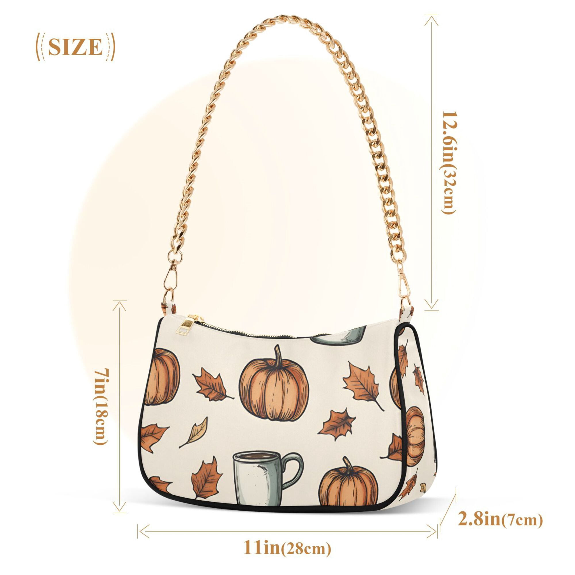 FORMRS Womens Shoulder Bag with Chain Strap Clutch Purse Cute Tote Handbag, Fall Leaves