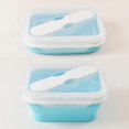 thumbnail image 5 of Fiambrera de silicona con cuchara y tenedor, contenedor de almacenamiento de alimentos plegable con tapa a presión, 590 ml, Sunny, 5 of 5