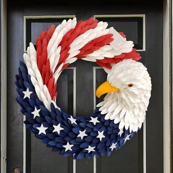 Anniversary Eagle Wreath, 2026 New Brave Wings Wreath Flag Wreaths Red White and Blue Wreaths, Eagle Flag Wreath Patriotic Wreaths for Front Door Festival Garland Decoration