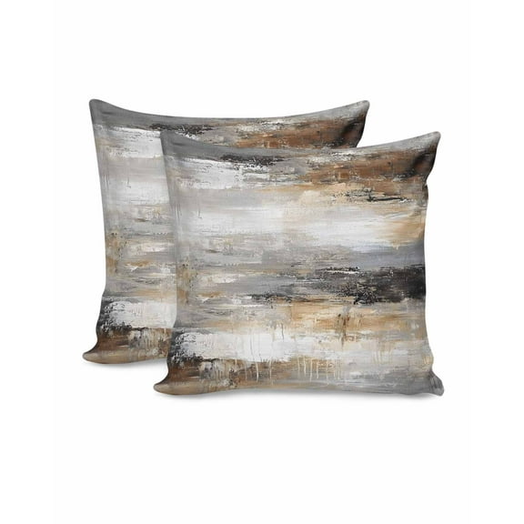 Throw Pillow Covers 20x20 Inch Set of 2 Abstract White Ombre Brown Decorative Pillow Covers Oil Painting Cushion Cover Pillowcase for Sofa Couch Bed Home Decor