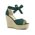 thumbnail image 1 of BLISSFUL STEP Sandales Espadrilles pour Femmes à Lacets avec Bride à la Cheville Vert Émeraude (Taille 7), 1 of 7
