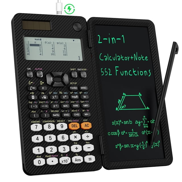 Calculadora Científica Recargable ROATEE 991EX Blanca con Vista Múltiple y Tableta de Escritura LCD