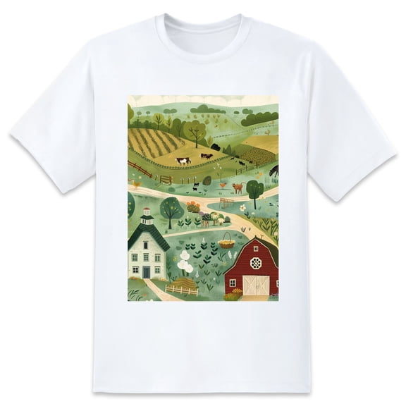 Basic Oversize Tees For WomenScenery Loose Boyfriend Shirts Casual Blouse round neck