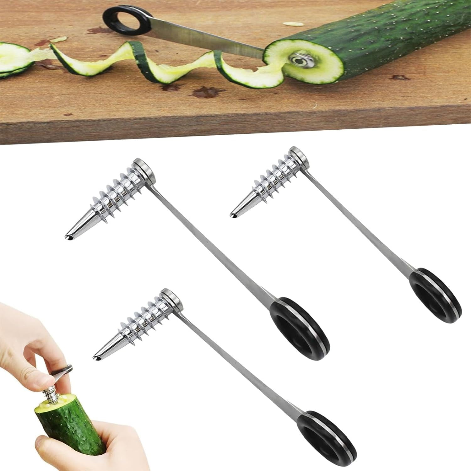 ZTECH Foldable 5-Blade Spiralizer Set for Easy and Space-Saving