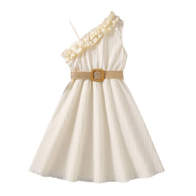2025 Girls Dresses Children Dress Spring Summer Princess Dress Up for Girls 4-6 Strap Ruffles Solid Color Dresses for Girls Princess Girls Casual Dress Girls Fall Dresses with