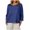 Navy B, variant on bbymog Fashion Women's Casual Printed Round Neck 3/4 Sleeve T-shirt Loose And Comfortable Tops Navy B XL