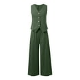 thumbnail image 3 of Trendy Women's Trousers Suit Set with Sleeveless Vest and Wide Leg Pants for Casual Styling, 3 of 5