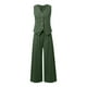 thumbnail image 4 of Conjunto de chaleco sin mangas con botones y pantalones anchos para mujer: elegante conjunto informal y formal con bolsillos, 4 of 6