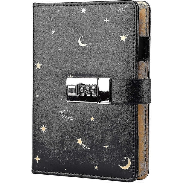Leather Journal With Lock, Refillable Paper Binder Password Diary, Secret A6 Writing Hardcover Noteb