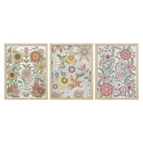 PixonSign Adhesive Canvas Print Wall Art Set - Floral Botanical Flower Pattern Poster Art - Set of 3 Elegant Multicolor Wildflowers Illustration Prints Wall Décor for Office - 12"x16"x3 Unframed