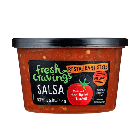 Fresh Cravings Restaurant Style Medium Salsa, 16 oz., Recyclable Plastic Tub, Refrigerated