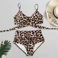 thumbnail image 4 of QLEICOM Womens Swimsuits Tummy Control Plus Size Swimsuit Coverup Two Piece Vintage Swimsuit Printed Wrap Cross Cutout Bikini Sets Swimwear Push Up High Waist Bikini With Bottom Brown XL, 4 of 7