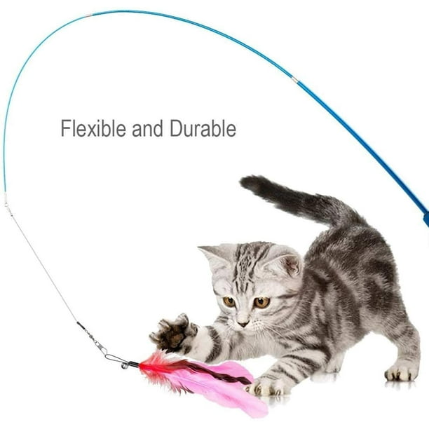 Retractable Feather Teaser Cat Toy,Interactive Cat Toy/Wand Cat