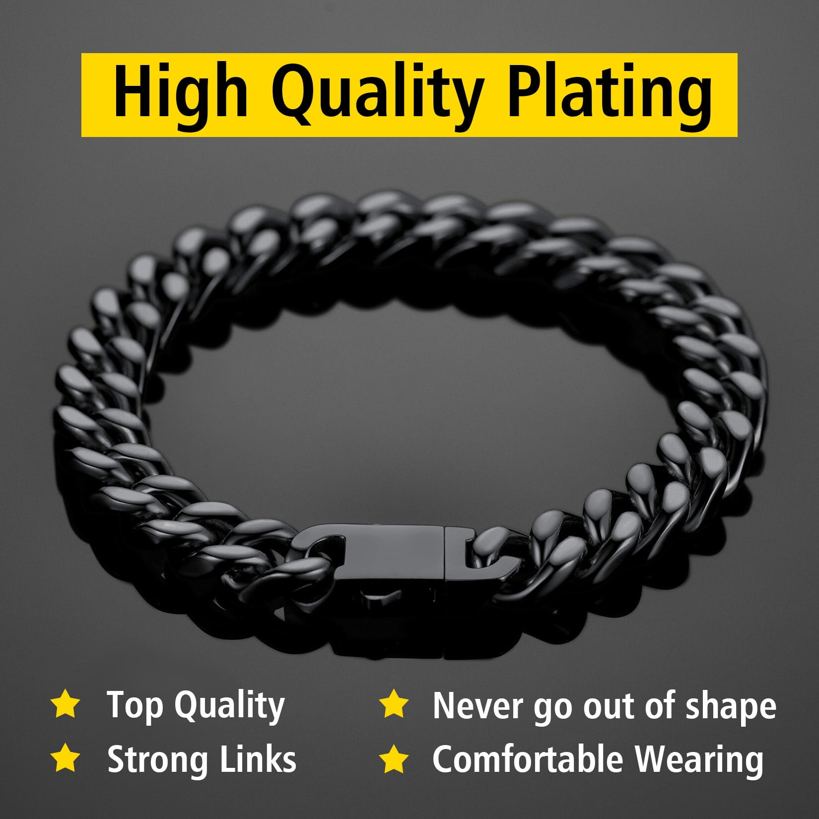ChainsProMax Black Cuban Link Chain Bracelet Men photo 6