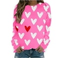 thumbnail image 1 of Diufon Hauts de la Saint-Valentin pour Femmes Manches Longues Col Rond Chandail Décontracté Tendance Mignon Imprimé Graphique Blouse, 1 of 7