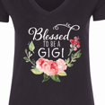thumbnail image 4 of Inktastic Blessed to Be a Gigi with Pink Flowers Women's V-Neck T-Shirt, 4 of 5