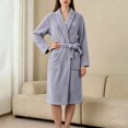 thumbnail image 7 of FchengtaiS Women Fleece Robe Short Cozy Plush Robes for Womens Soft Shawl Collar Warm Spa Bathrobe Loungewear with Pockets, 7 of 7