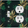thumbnail image 1 of Metal Light Switch Plate Cover Tropical Jungle Palm Leaves Yellow Green JGL012, 1 of 13