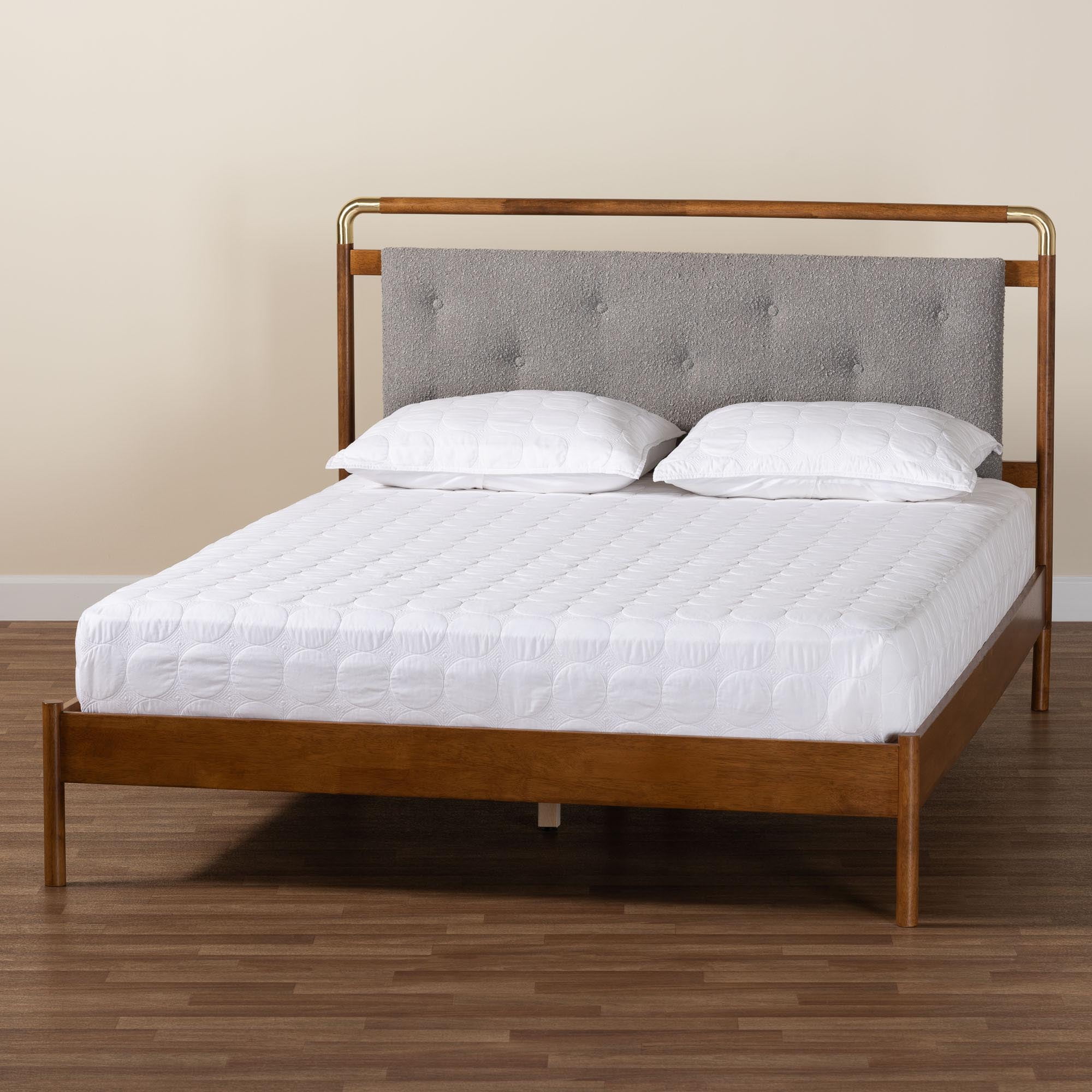Baxton Studio Edwina Mid-Century Platform Bed, Queen, Walnut Brown