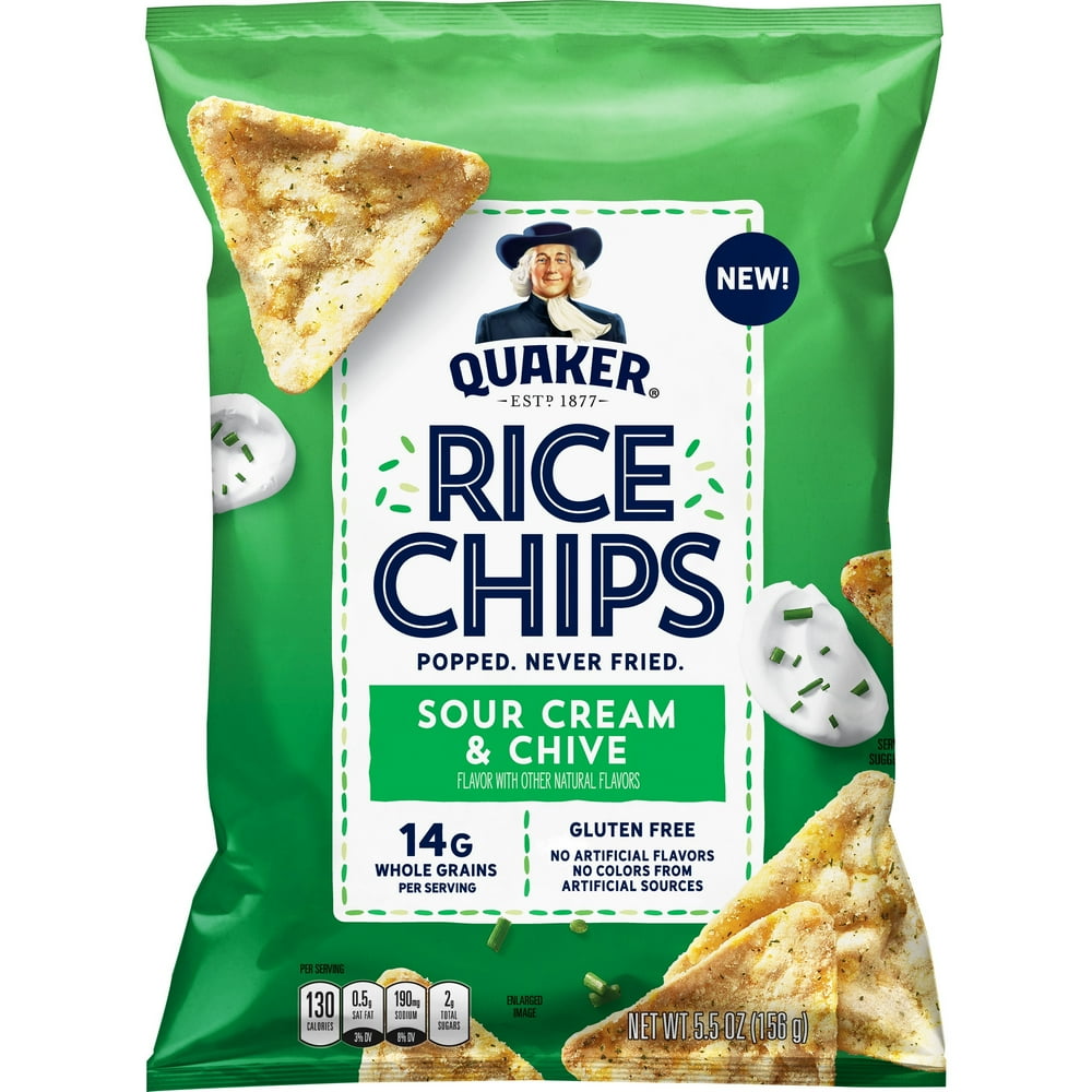 Quaker Rice Chips, Sour Cream & Chive Flavor, 5.5 oz Bag - Walmart.com - Walmart.com