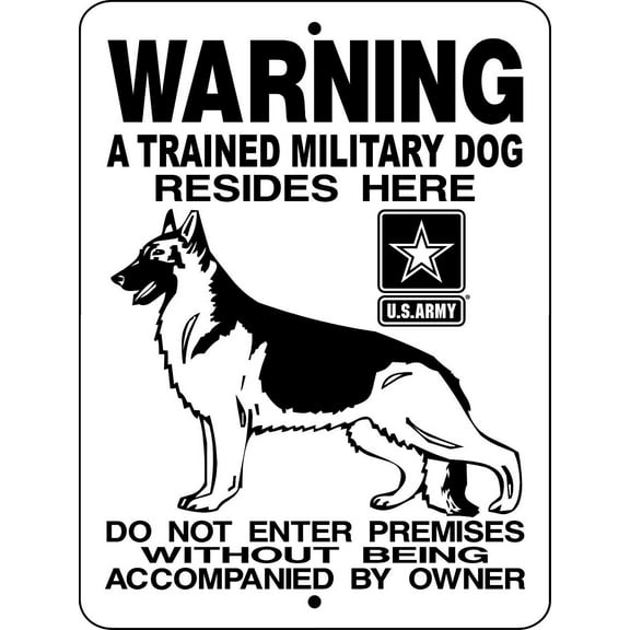 Warning German Shepperd 9 x 12 Aluminum Sign