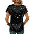 thumbnail image 6 of BOMYJESK Shirts for Women Round Neck Short Sleeve Stain Silk Going Out Tops Dressy Casual Trendy polka dot Blouses 2026 Summer Loose Basic Tees Top Black M, 6 of 6