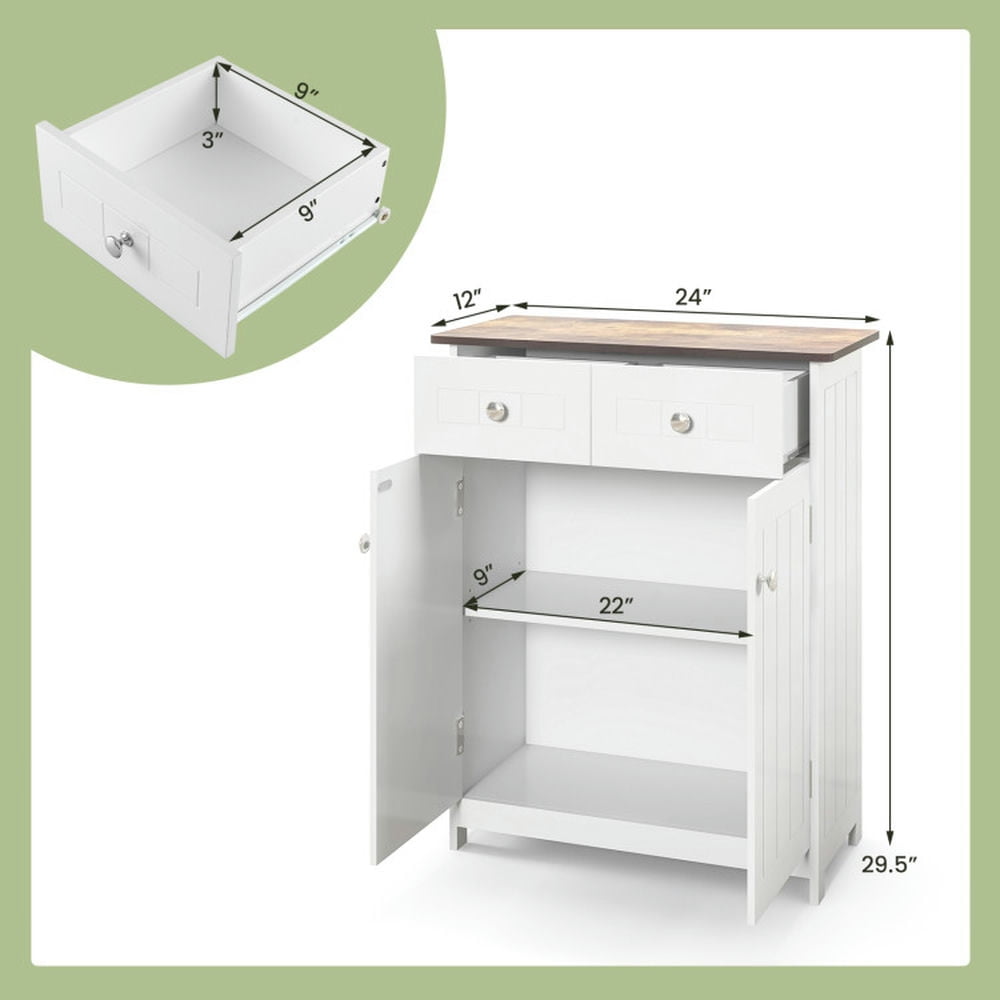 Finihen Bathroom Storage Cabinet, Bathroom Floor Cabinet, Freestanding Bathroom Floor Cabinet Storage Organizer with 2 Drawers, for Bathroom, Living Room, Bedroom, Kitchen, White Finihen Bathroom Storage Cabinet, Bathroom Floor Cabinet, Freestanding Bathroom Floor Cabinet Storage Organizer with 2 Drawers, for Bathroom, Living Room, Bedroom, Kitchen, White
