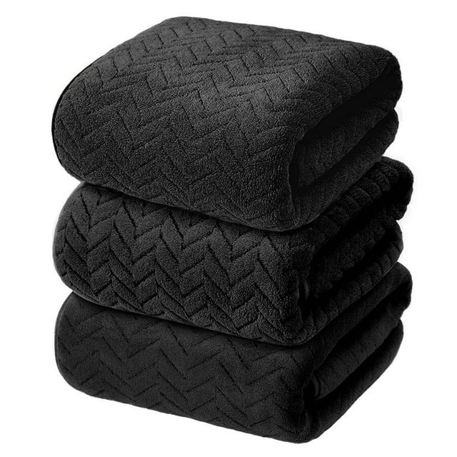 3Pcs Toallas de Baño Absorbentes Juego de Toallas Ultra Suaves de Gran Tamaño, Toalla de Microfibra de Secado Rápido para Baño, Hotel, Hogar, Piscina(3*Negro)
