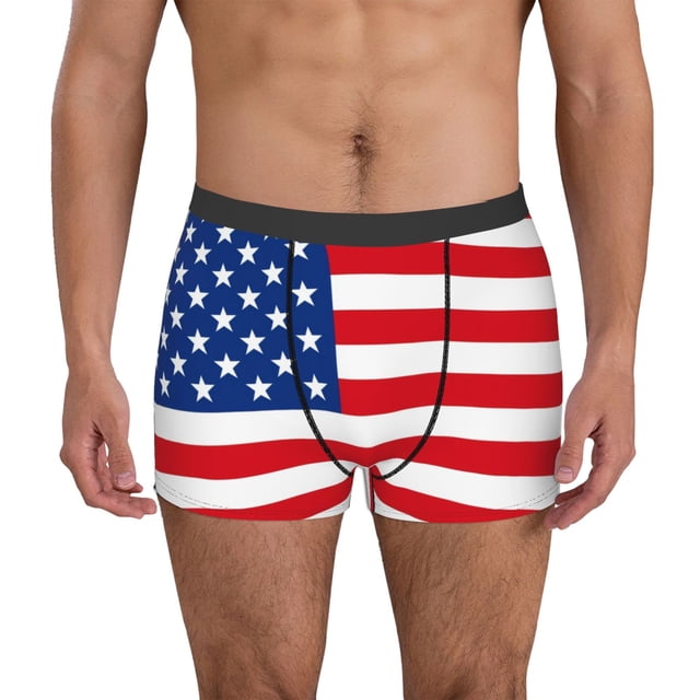 Fotbe America Flags3 Calzoncillos Tipo Boxer con Bolsa de Soporte Total para Hombre, X-Temp Fresco, Transpirable y de Secado Rápido-Small