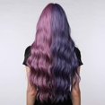 thumbnail image 4 of Pelucas sintéticas de 28 pulgadas de largo ondulado Mixd púrpura azul/rosa degradado con flequillo para mujeres Halloween Cosplay uso en fiestas, 4 of 5