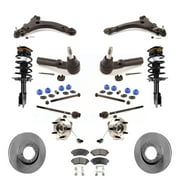 Transit Auto - Front Disc Rotors Brake Pads Hub Bearings Assembly Control Arms Tie Rod End Shock Suspension Link Kit (15Pc) For Oldsmobile Intrigue KM-100022