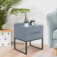 thumbnail image 2 of 【HOSTK】Grey Modern Wooden Nightstand - 2 Drawers with Metal Legs, Multi-Use Bedside Side Table for Bedroom & Living Room, 2 of 7