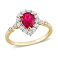 thumbnail image 1 of 2.38 Carat (ctw) Lab-Created Ruby Pear Engagement Ring with White Topaz in 10K Yellow Gold, 1 of 5