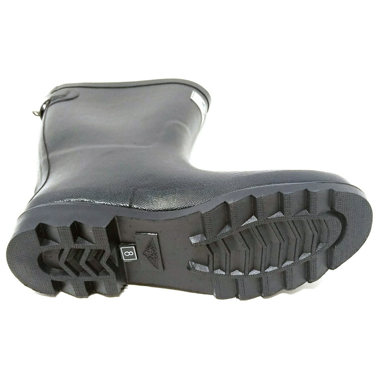 Women Mid-Calf 11'' Rubber Rain Boots with Zipper Decor, Black, Size 6